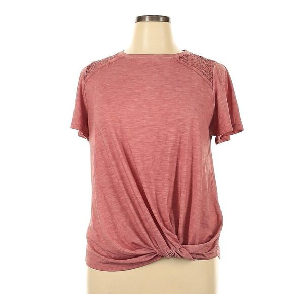 Jolt Junior's Crochet Shoulder Twist-Front Tee Shirt Top Size Large - Picture 13 of 14